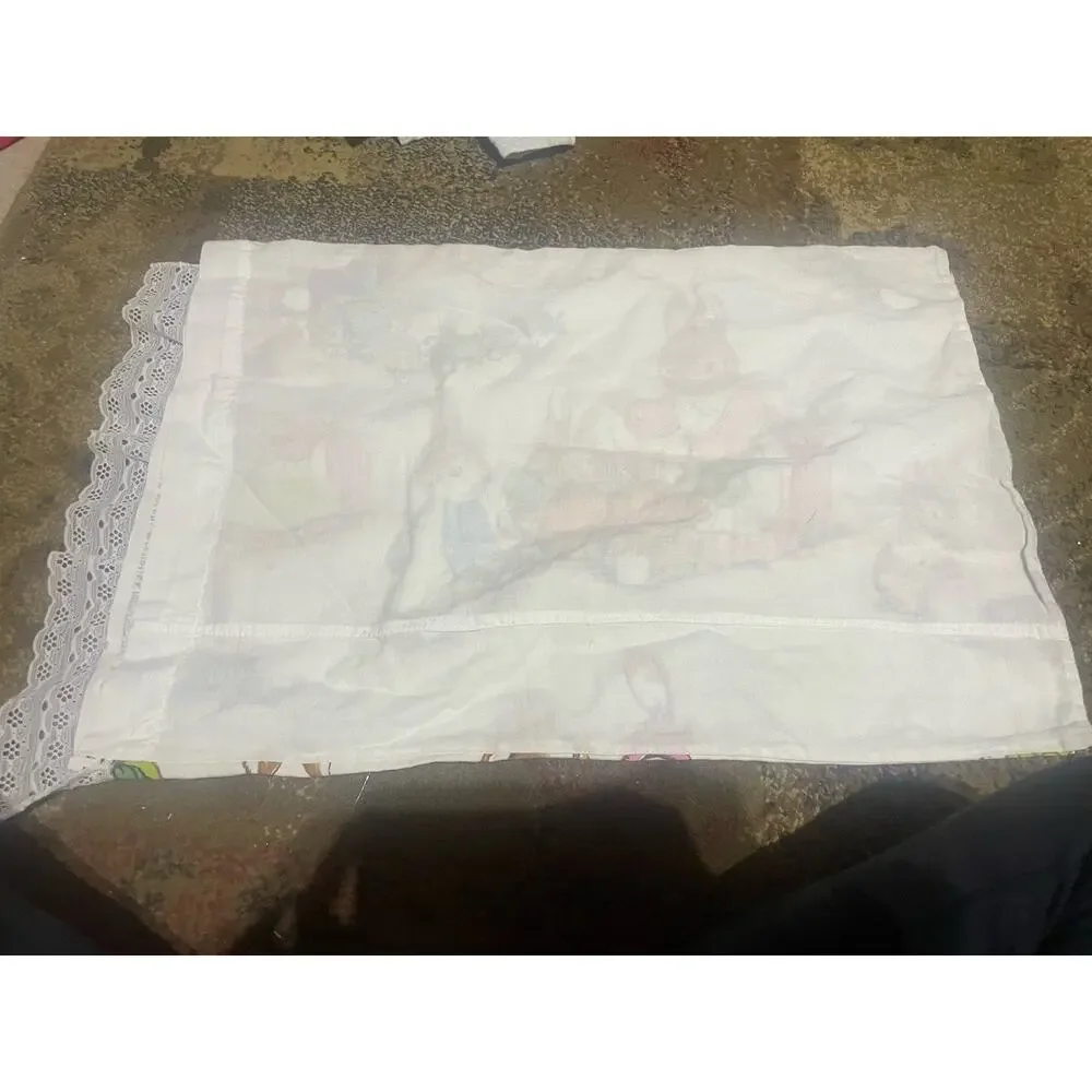 Vintage RABBIT‎ Pillow With Lace On Edge Handmade
